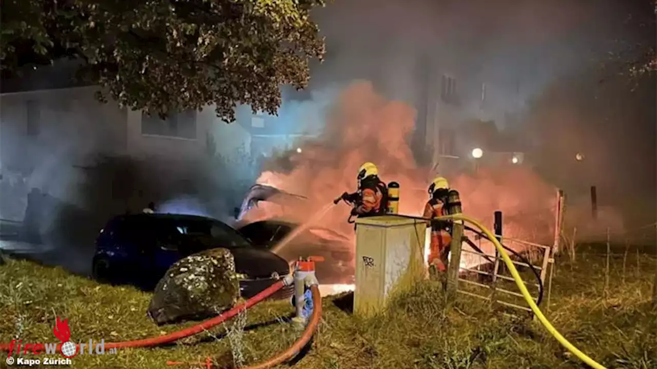 Schweiz: Auto brennt in Fällanden gleich direkt neben dem Hydranten
