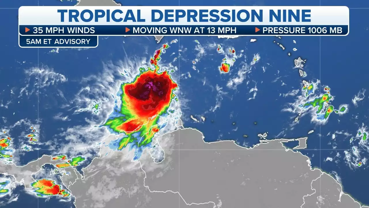 Tropical Depression Nine forms in Caribbean Sea; forecast to become a hurricane