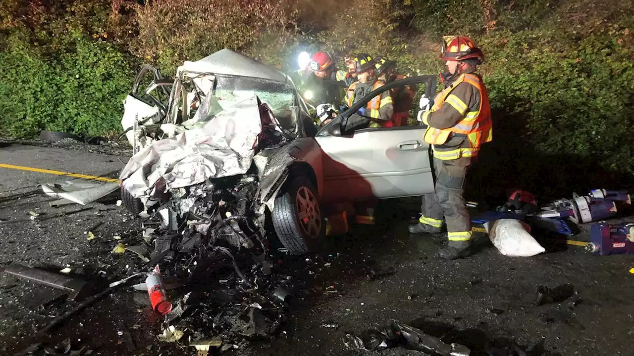 Woman killed in fiery wrong-way crash on I-5 near Tukwila