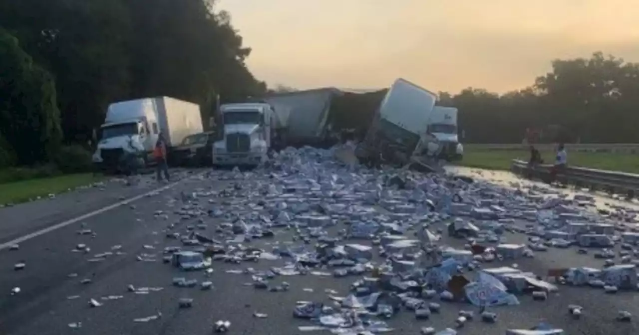 Florida highway covered in Coors Light beer after semi crash