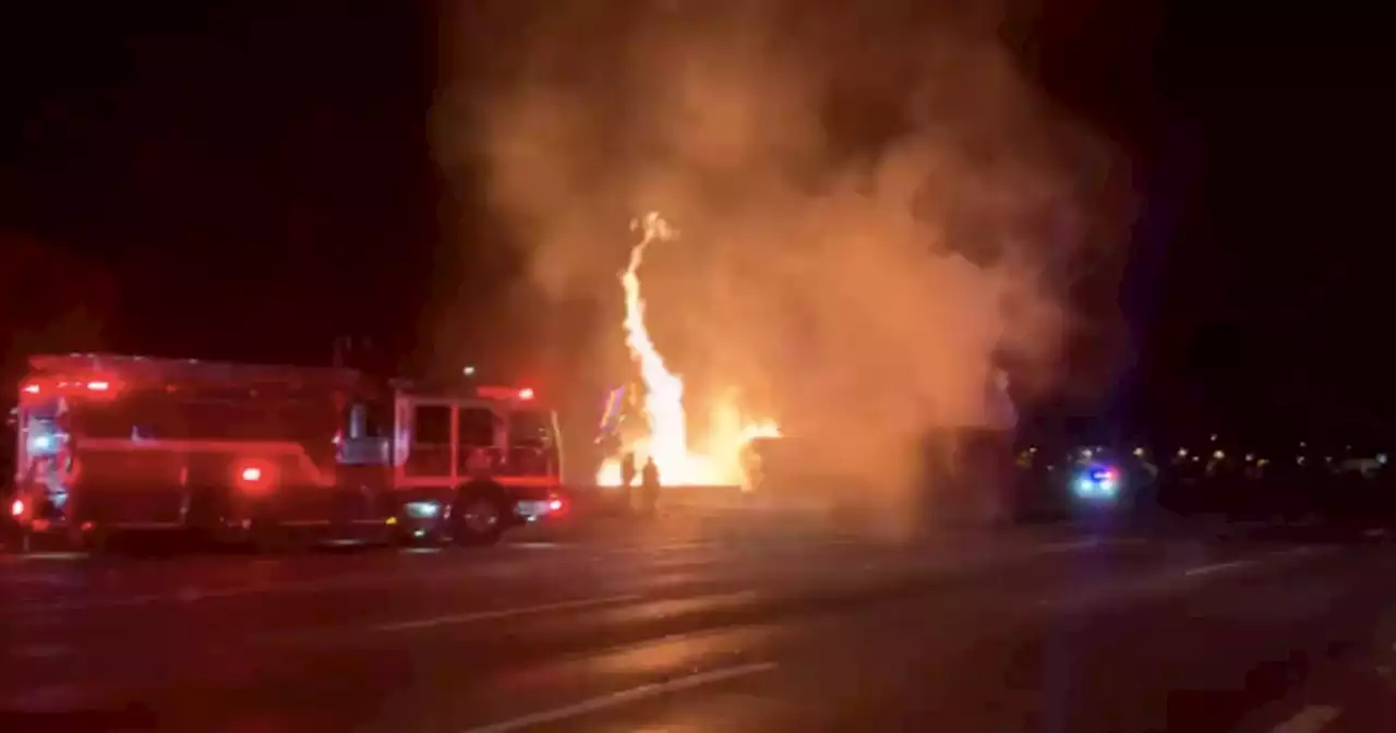 One dead, one killed in Irvine 5 Freeway crash that set semi-truck ablaze