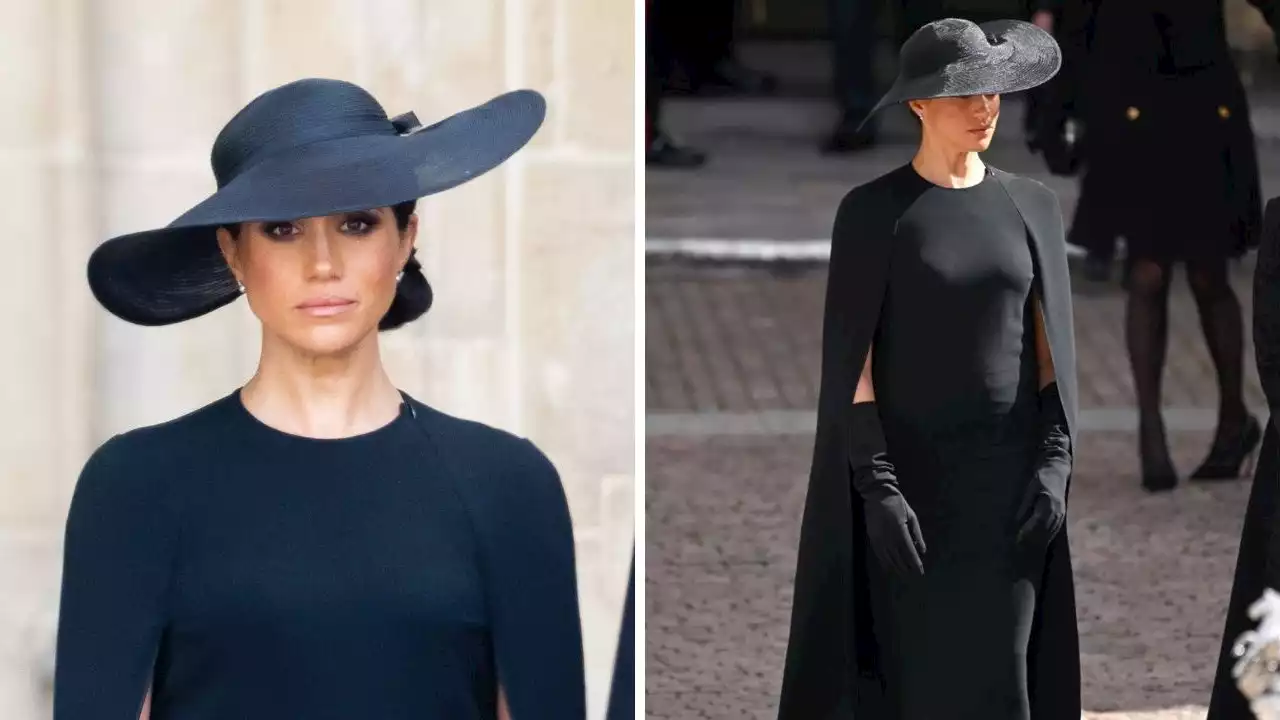 Meghan Markle ai funerali della Regina: le lacrime dividono, lo stile unisce