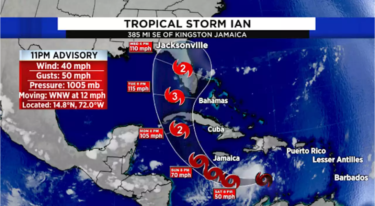 Tropical Storm Ian forms, continues track toward Florida