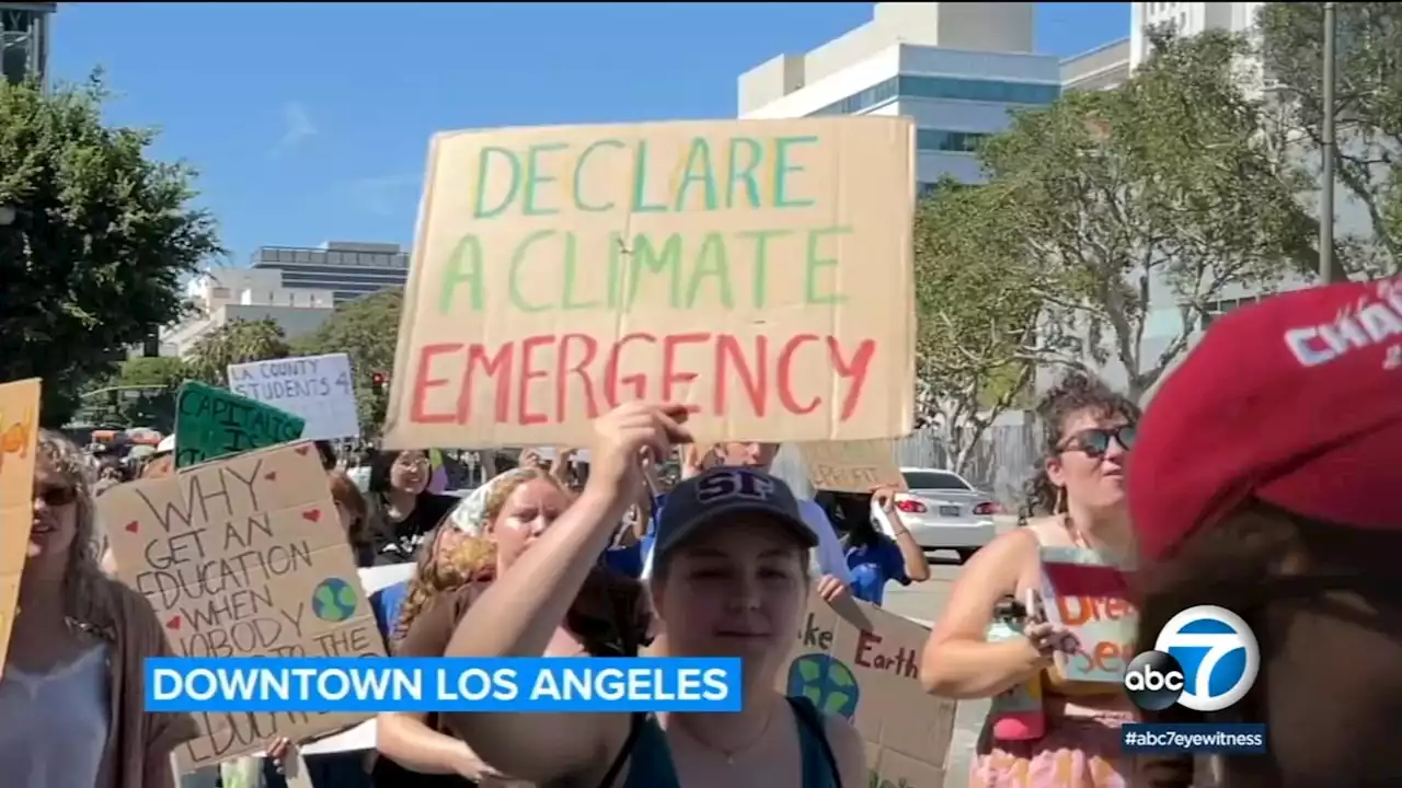 Students, teachers demand action on climate change at protest in front of LA City Hall