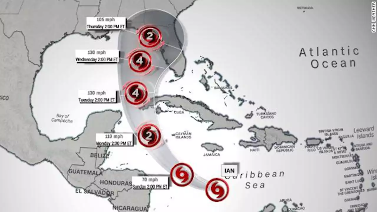 Tropical Storm Ian forecast to reach Category 4 strength as it tracks toward Florida