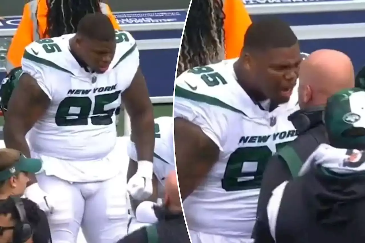 Quinnen Williams screams at Jets assistant Aaron Whitecotton in heated sideline spat