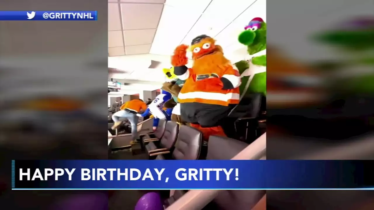 Gritty hosts fellow Philly sports mascots for big birthday bash