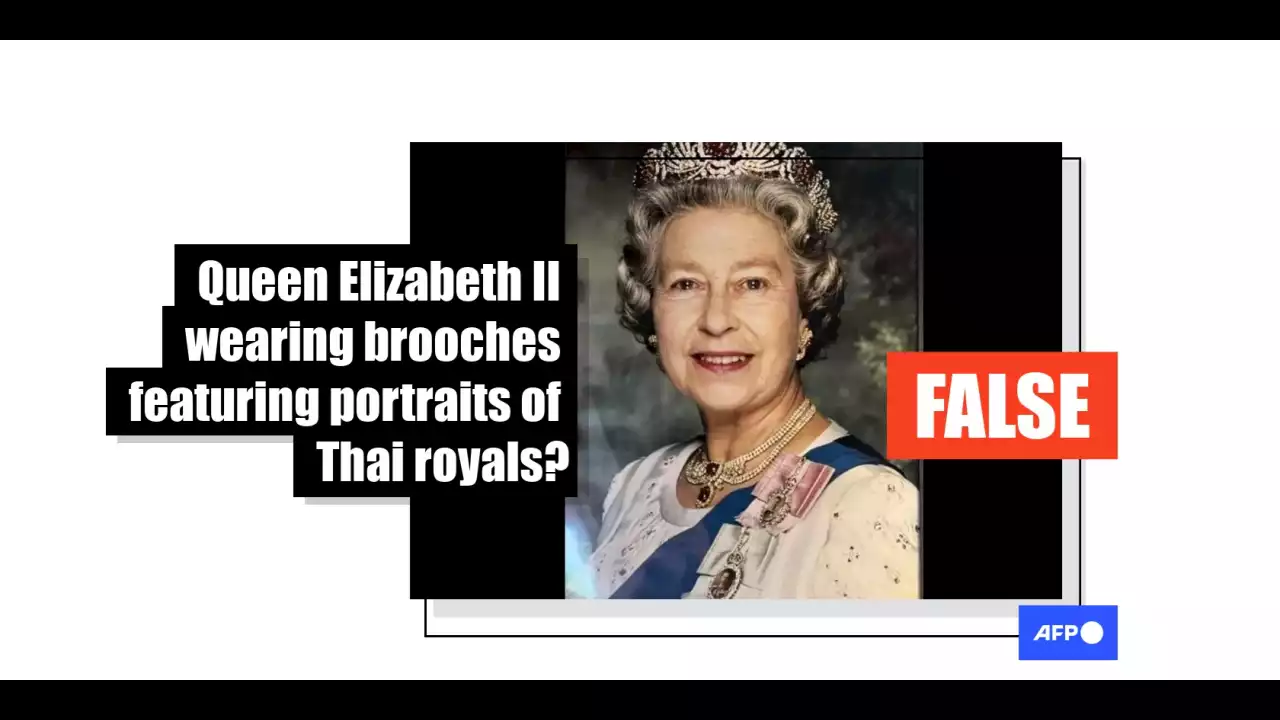 Photo shows Queen Elizabeth II wearing brooches with former British kings, not Thai monarchs