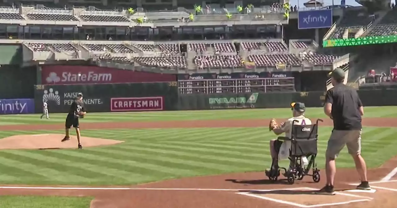 1st pitch at A's game marks fulfillment of Bay Area family's epic quest