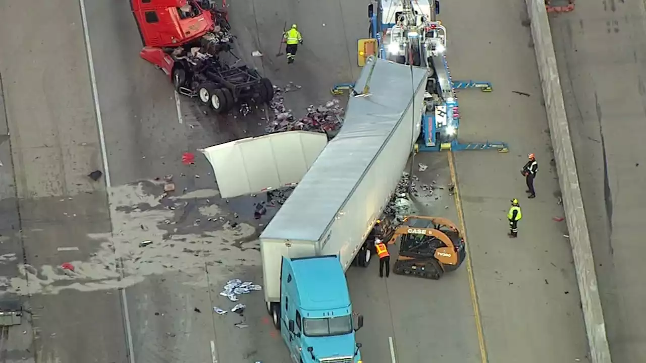 I-80/94 crash involving 2 semis blocks EB lanes at Grant Street in NW Indiana