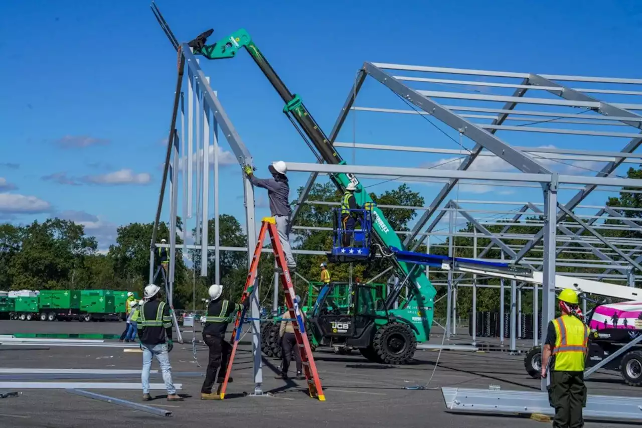 Tent city by the beach: Work starts on migrant center opening next month in Bronx | amNewYork