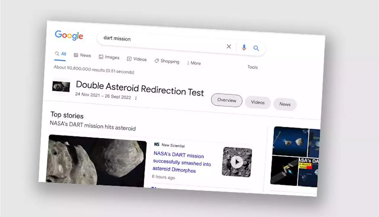 Google's Dart Mission homepage Easter egg is out of this world