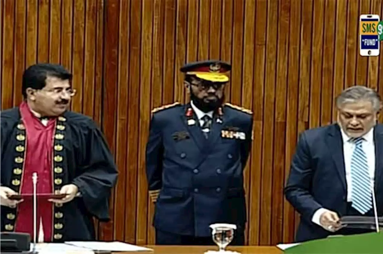 اسحاق ڈار نے بطور سینیٹر حلف اٹھا لیا، اپوزیشن کا احتجاج