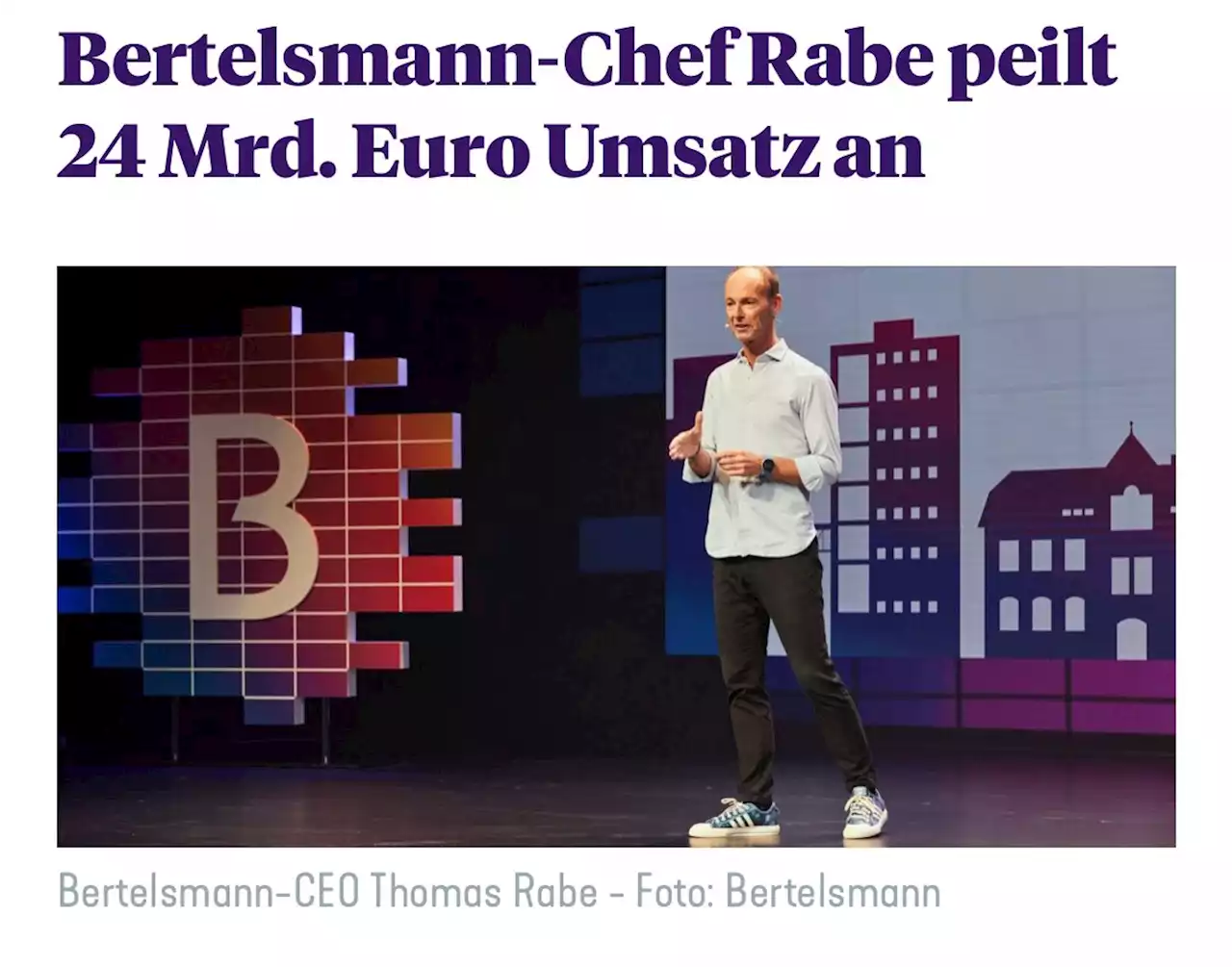 Bertelsmann-Chef Rabe peilt 24 Mrd. Euro Umsatz an