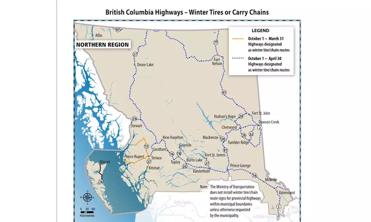 Winter tires required on northern B.C. highways starting Oct. 1