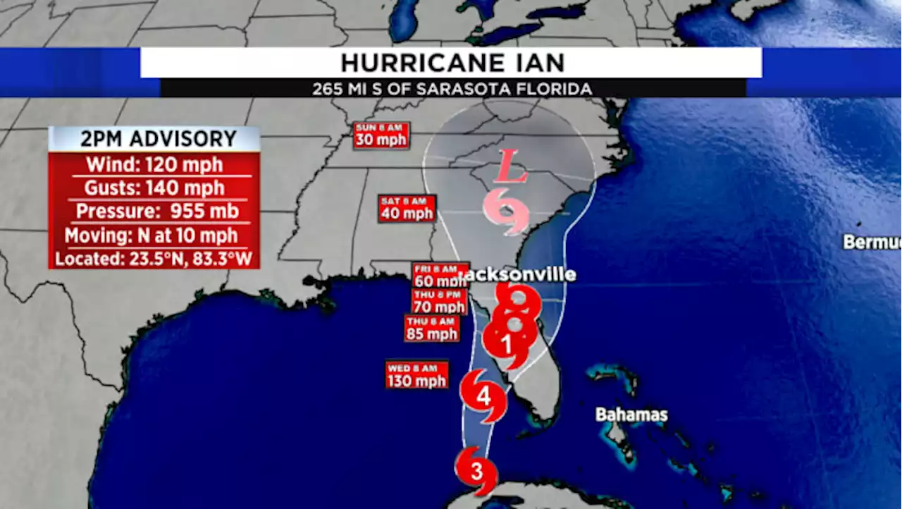 Storm Surge, Tropical Storm warnings in effect for NE Florida coast as Category 3 Hurricane Ian grows stronger in Gulf of Mexico