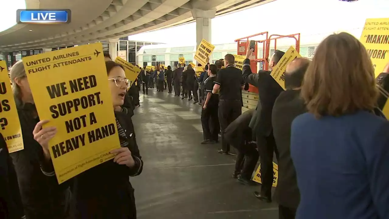 Southwest, United flight attendants picket at Midway, O'Hare