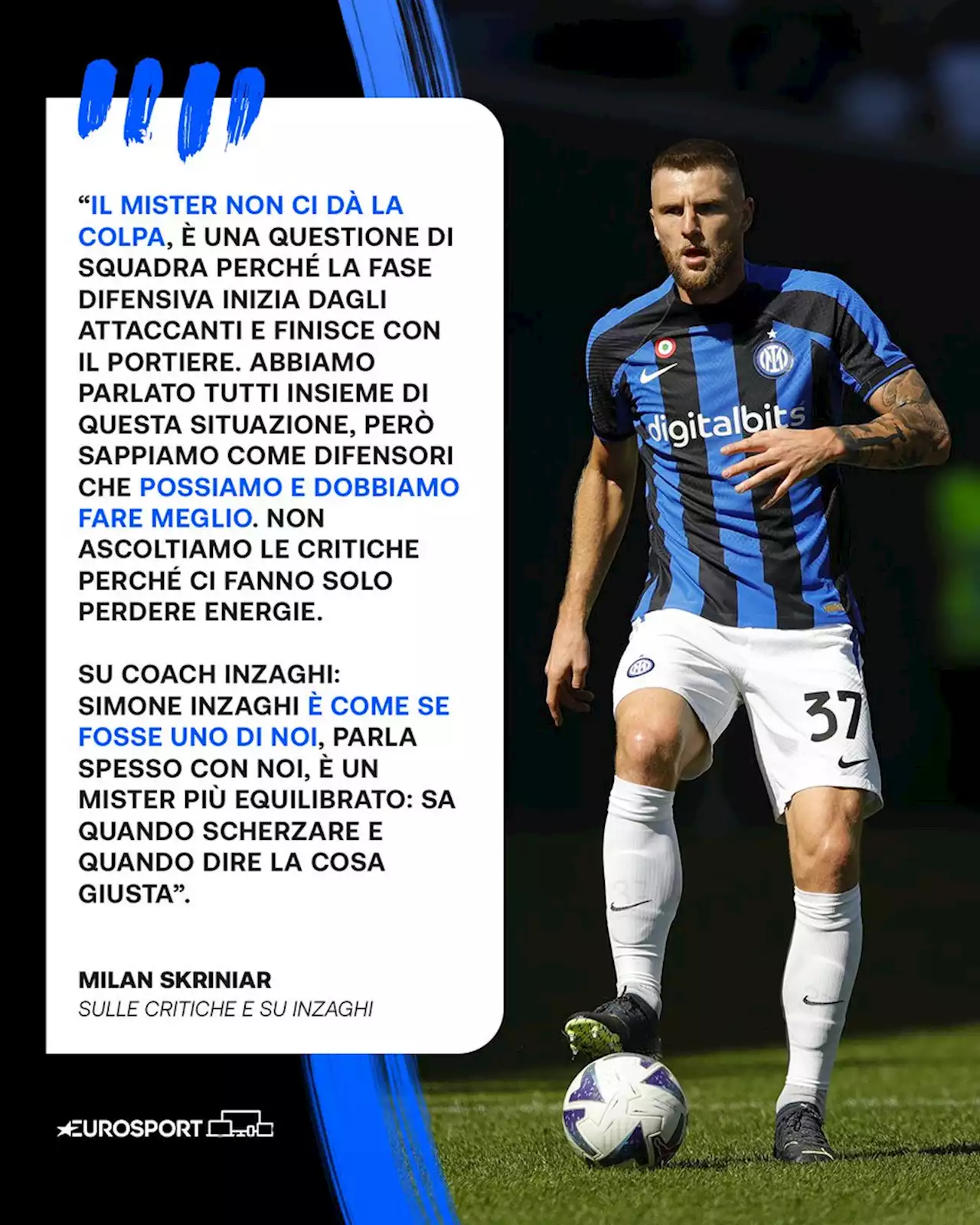 Inter, Skriniar si racconta: 'Simone Inzaghi è uno di noi. Il lavoro con Conte mi ha cambiato. Presi troppi gol ma...'