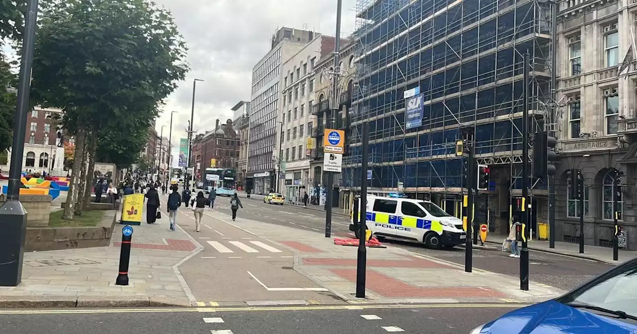 Live as the Headrow in Leeds city centre closed by police