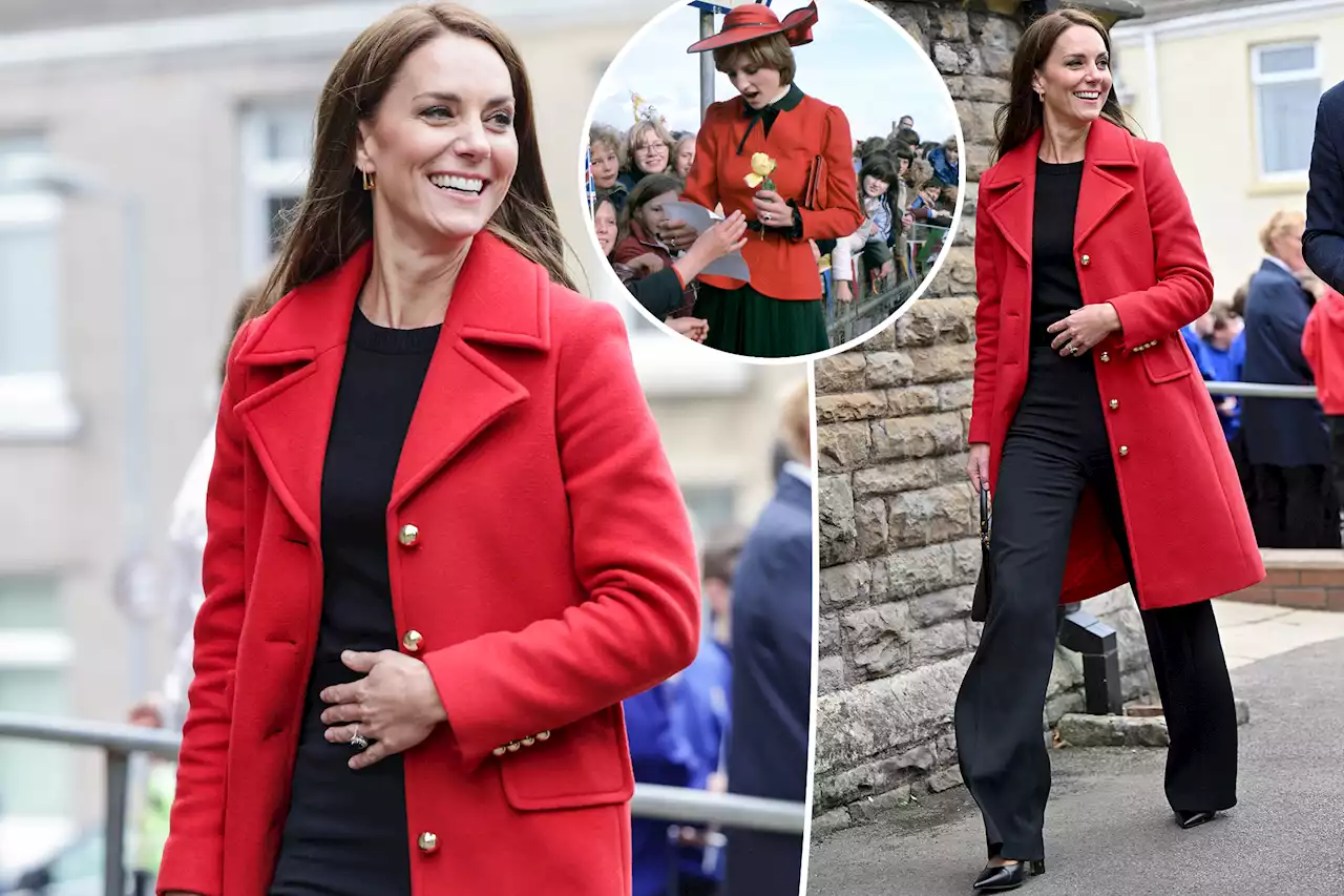 Kate Middleton honors Princess Diana in red coat during Wales visit