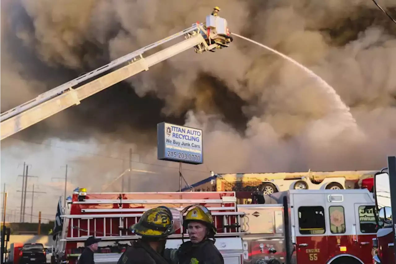 North Philadelphia junkyard fire knocks out rail service and spurs air-quality alert