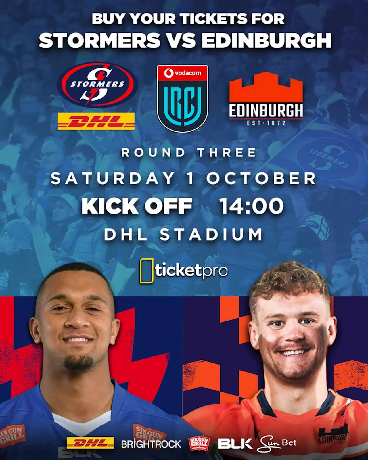 Ticketpro - DHL Stormers vs Edinburgh - 1st of October 2022 -