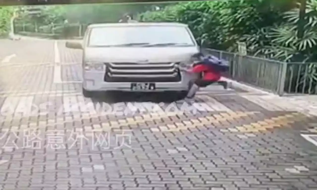 Boy gets knocked down by van at zebra crossing