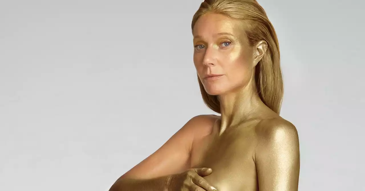 Gwyneth Paltrow poses nude and paints her body gold for 50th birthday photo shoot