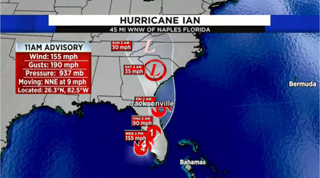 ‘Extremely dangerous’ eyewall of Category 4 Hurricane Ian moving onshore