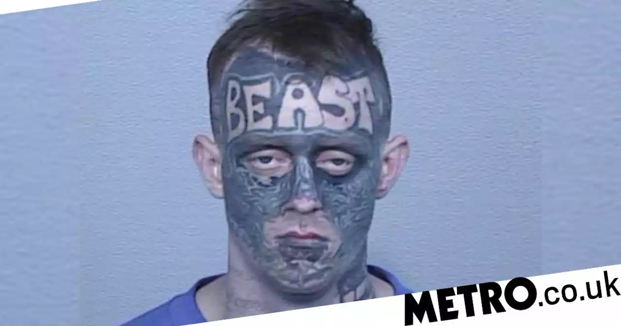 Hunt for man with very distinctive 'beast' tattoo covering his entire forehead