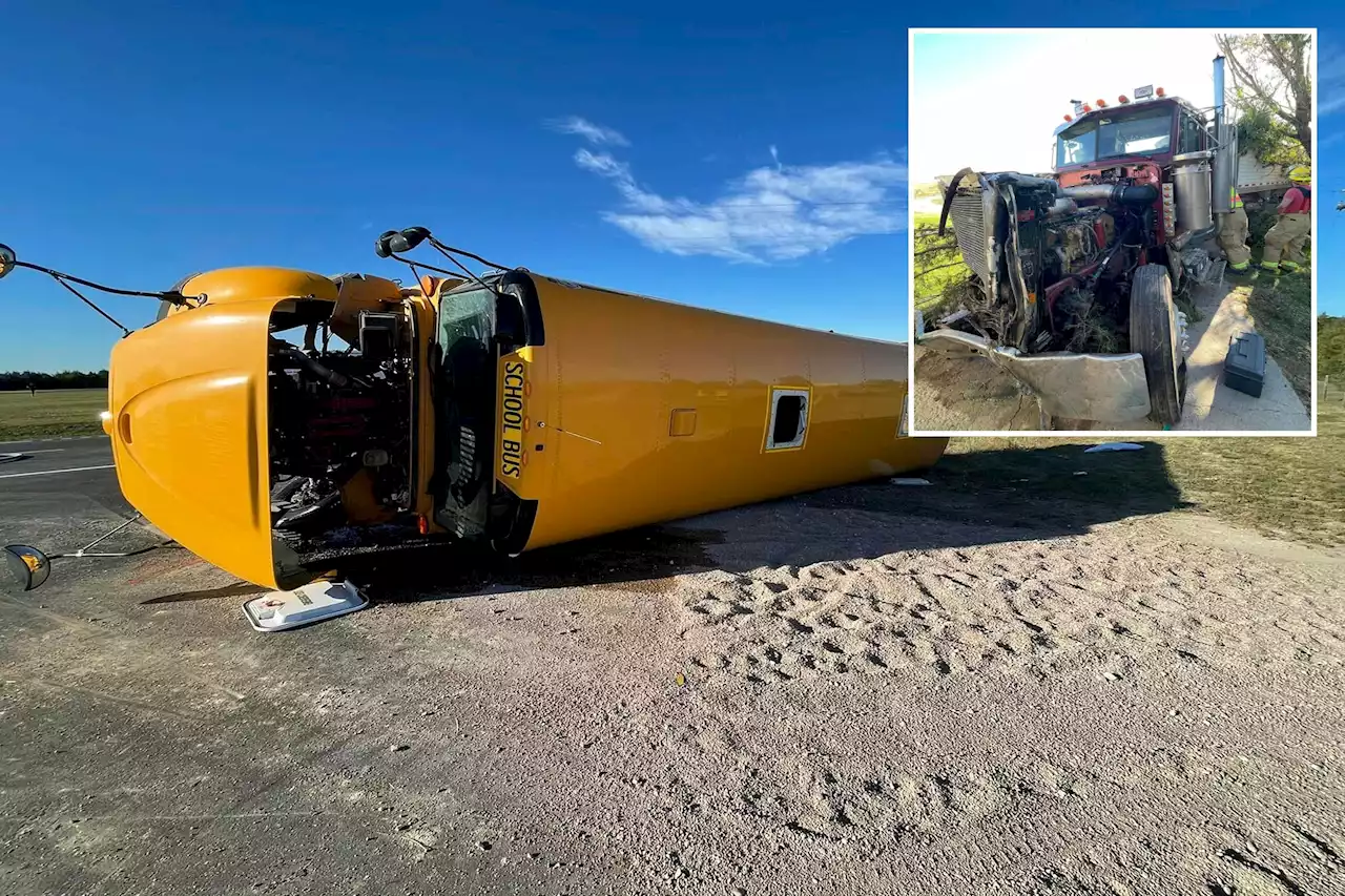 Nebraska school bus crash injures 11 children after it collides with semi-trailer truck