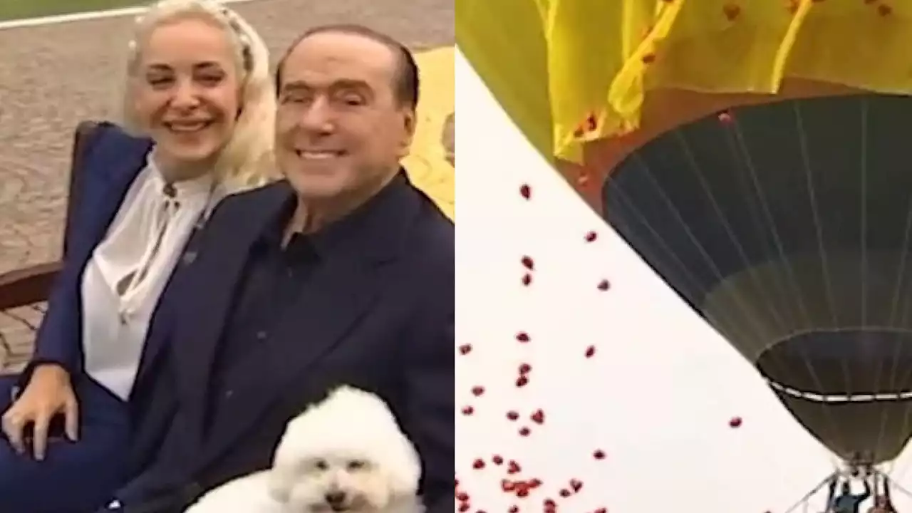 Compleanno di Berlusconi, il regalo di Fascina: una mongolfiera di cuori e la scritta 'Ti amo'