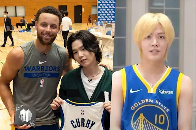 Stephen Curry Gifts BTS' Suga Signed Shoes After Preseason Matchup