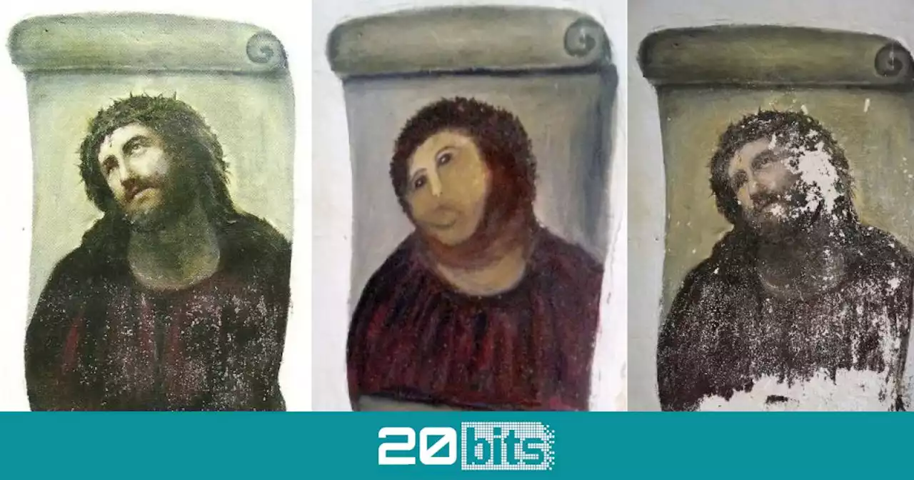 Una inteligencia artificial 'restaura' el Ecce Homo de Borja, pero lo estropea aún más