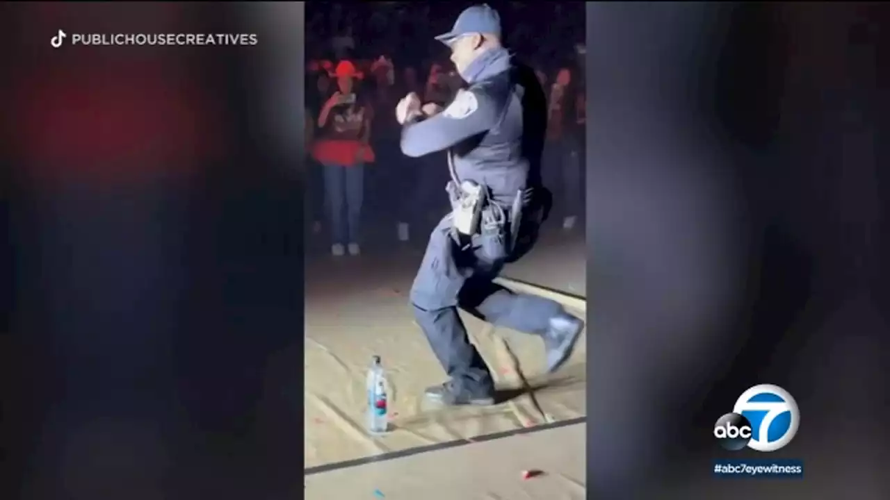 Perris school resource officer shakes up rally with viral dance moves: 'It was absolutely nuts'