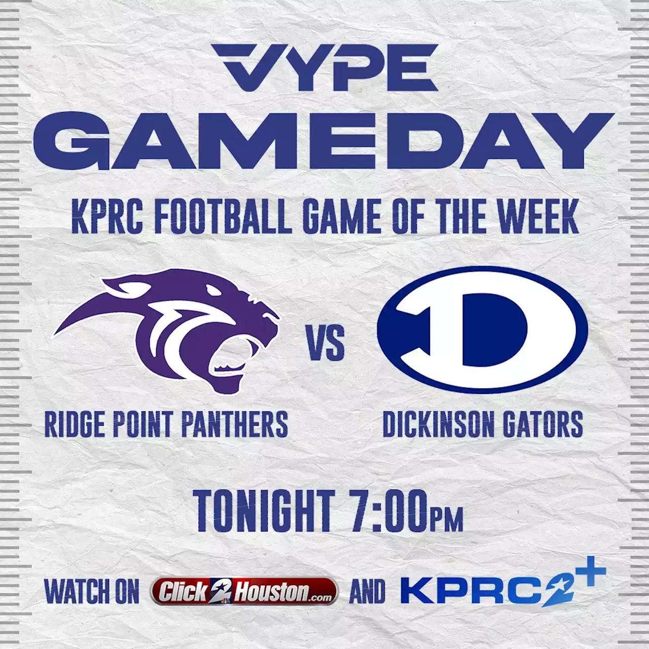 FOOTBALL LIVE: Watch Ridge Point HS vs Dickinson HS on KPRC 2+ tonight at 7 p.m.