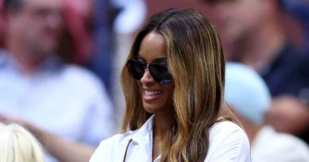 Ciara Watches the US Open in a White Mini Shirtdress