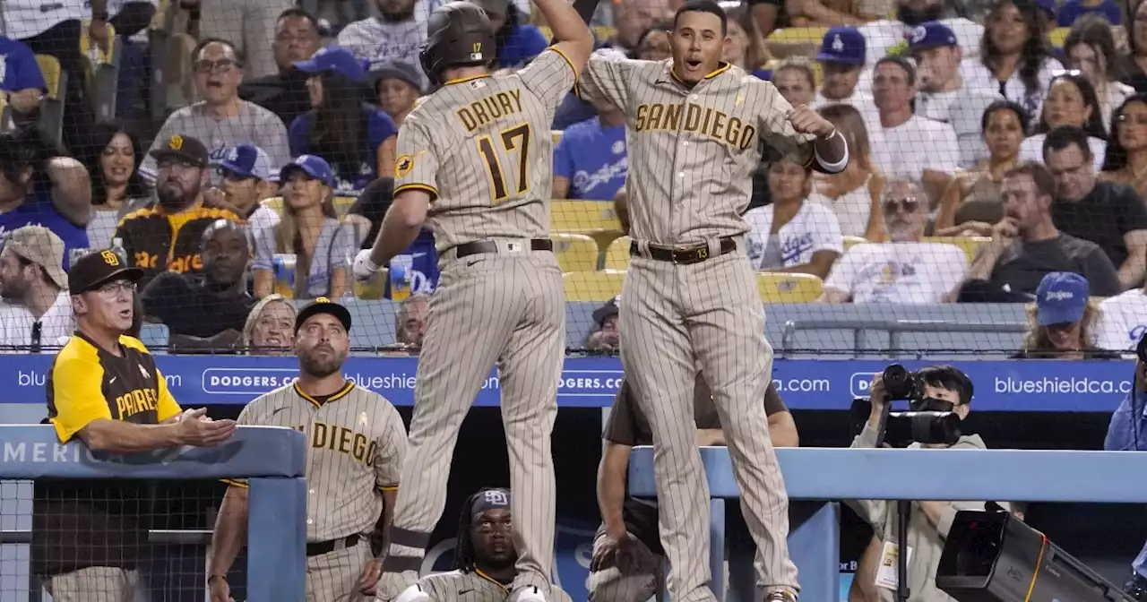 Padres move up in NL wild-card standings by routing Dodgers