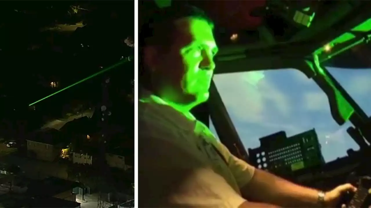 Dangerous laser pointer aimed at ABC13's SkyEye while flying above traffic in southeast Houston