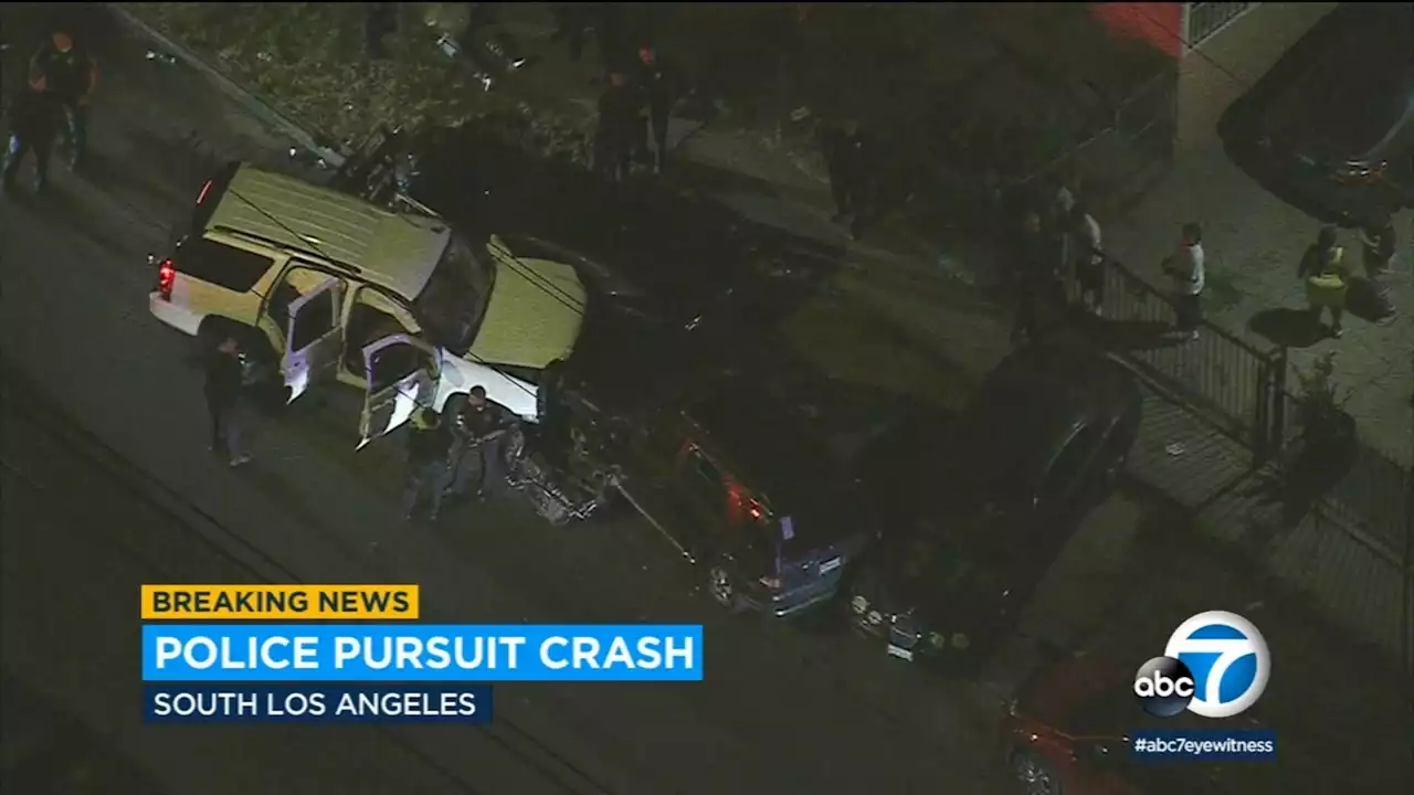 Suspect allegedly shoots at police, then crashes at end of chase in South LA