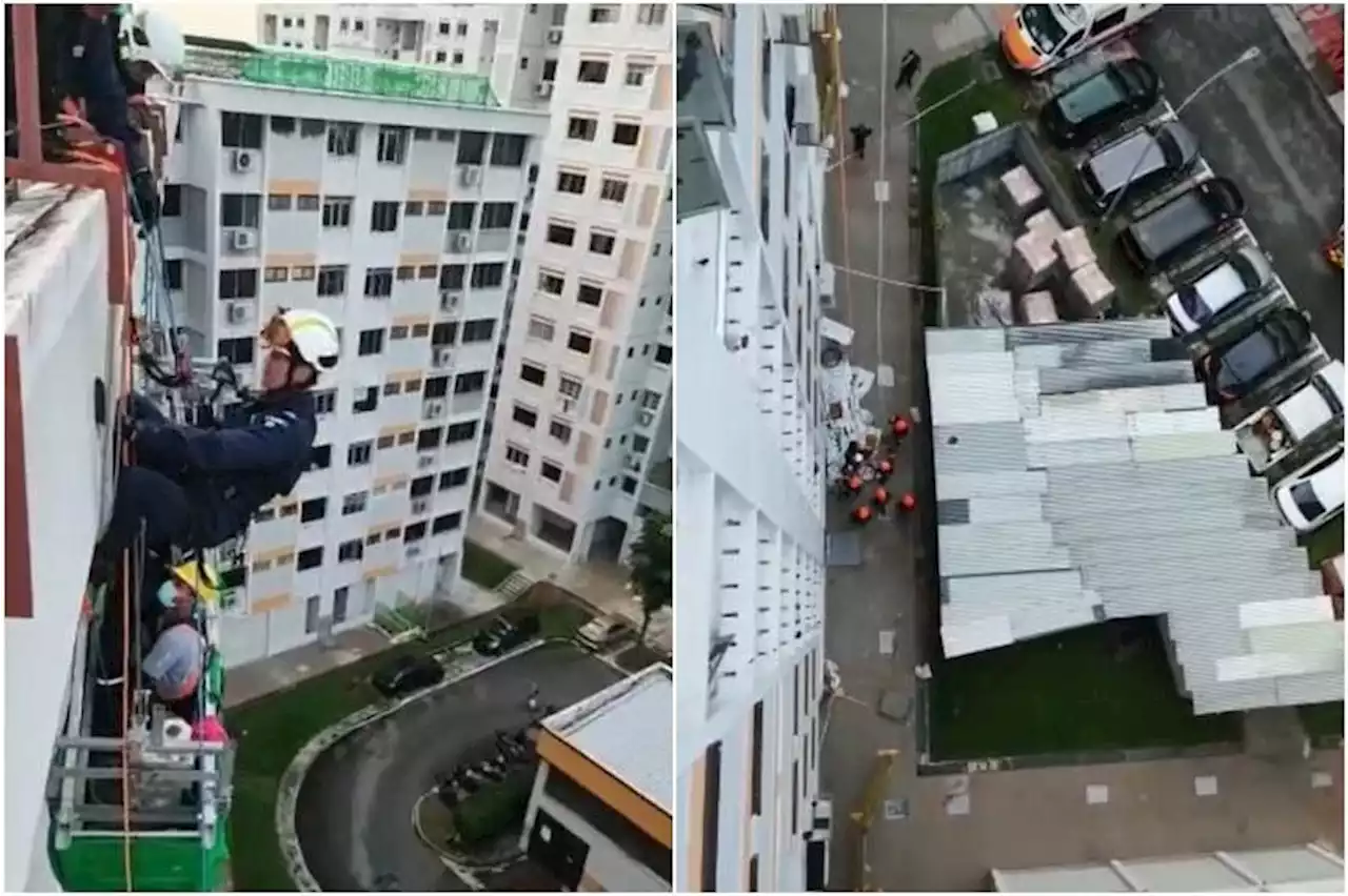 SCDF rescues worker stuck on gondola at Teck Whye HDB block
