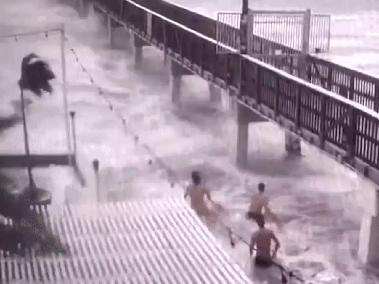 Hurricane Ian footage shows thrill-seeking swimmers, yachts swept in streets