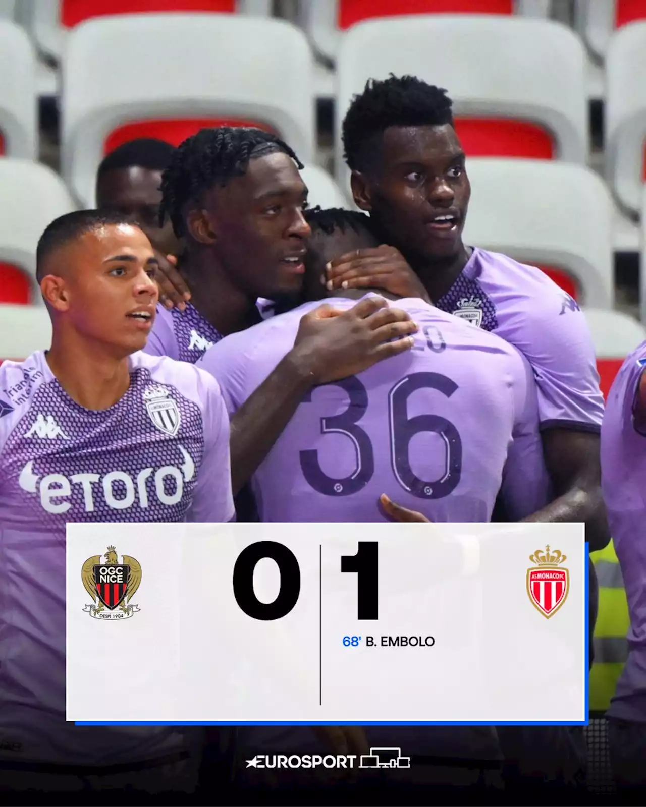 Football - Ligue 1 - 6e journée : Monaco s'impose dans le derby à Nice grâce à Embolo (0-1)