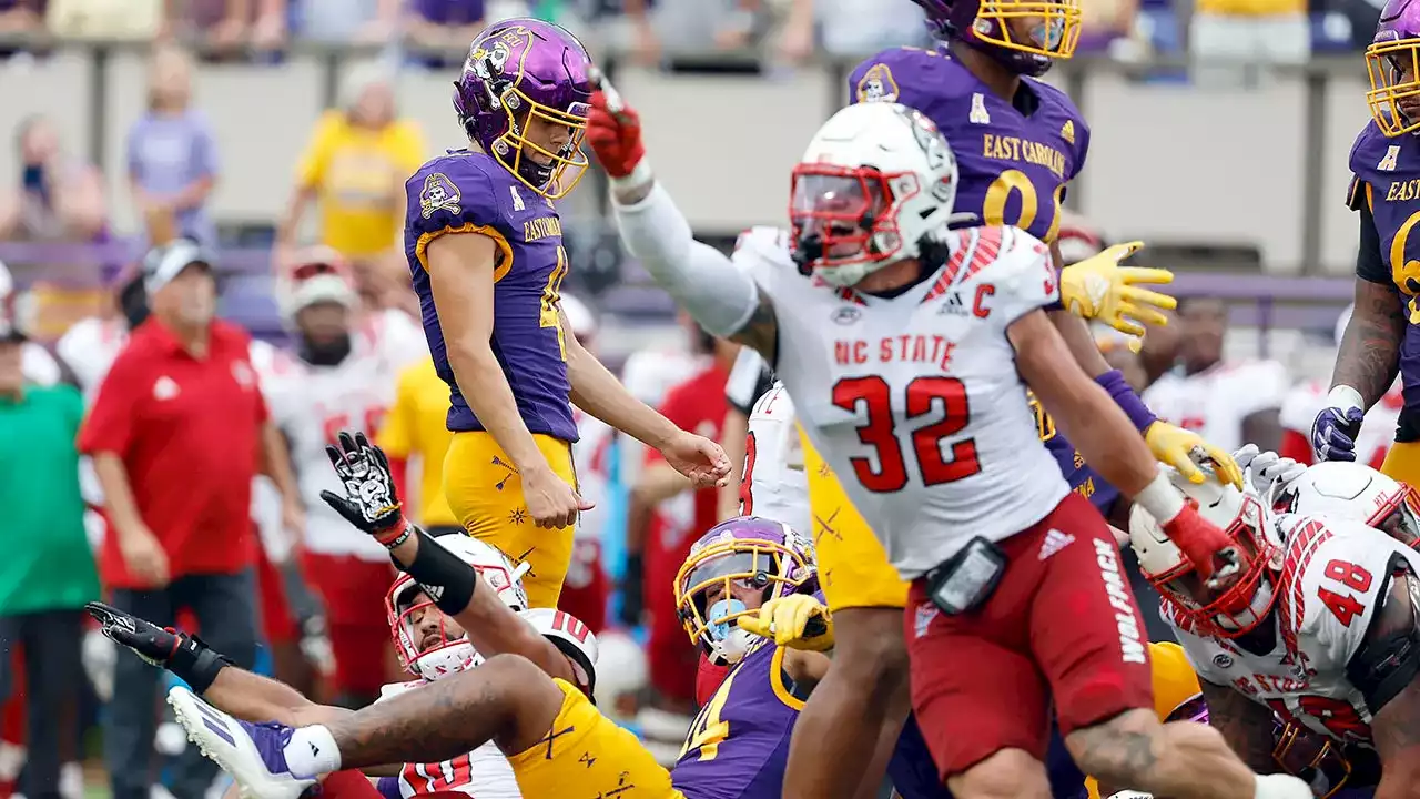 East Carolina kicker's rough day keeps Pirates from upsetting No. 13 NC State