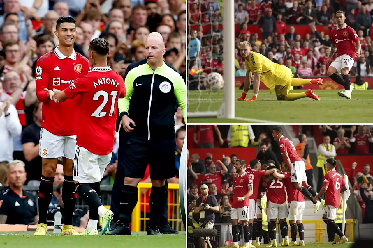 Cristiano Ronaldo cheers on Antony’s goal in Manchester United debut