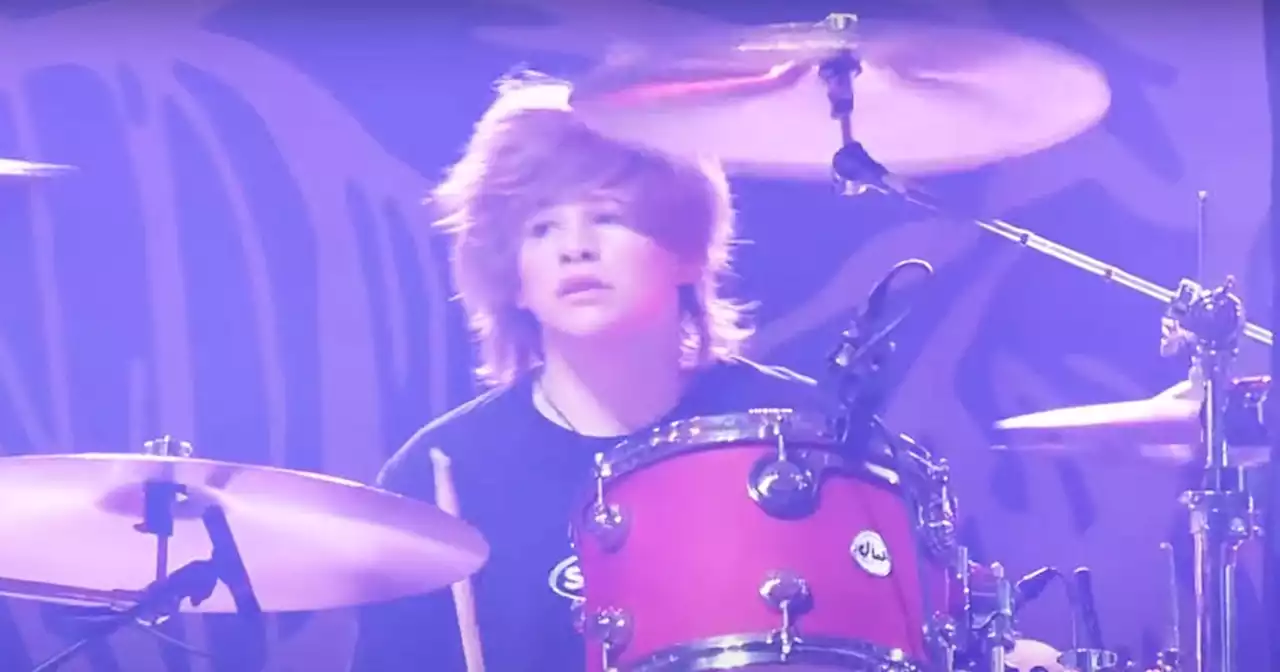 Watch the son of the late Taylor Hawkins fill in for his dad during tribute concert