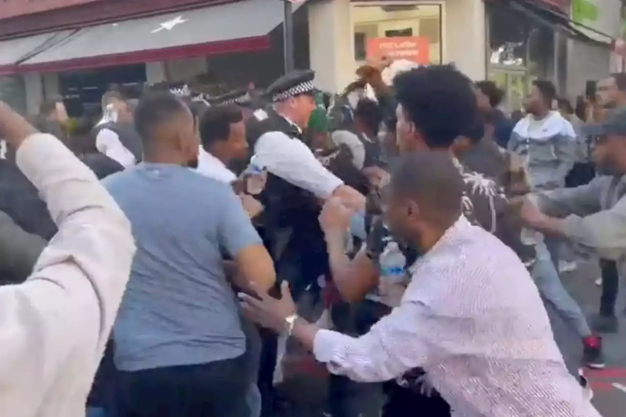 Watch as protesters clash with cops yards away from Eritrean Embassy in London