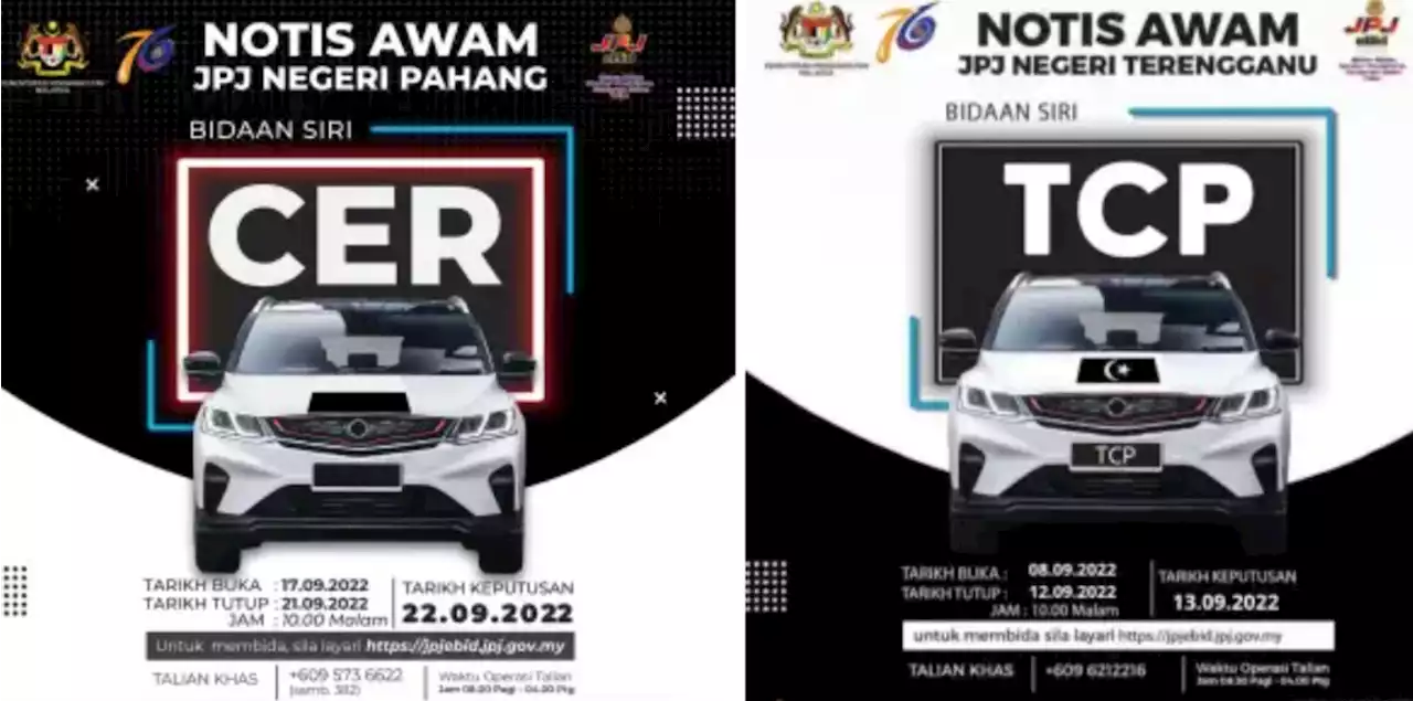 JPJ eBid: CER and TCP number plates up for bidding - paultan.org