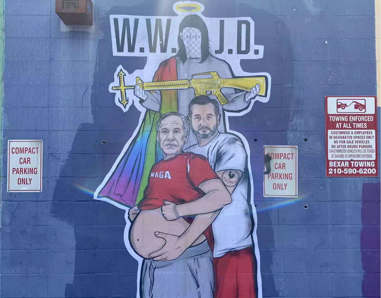 San Antonio mural shows Ted Cruz squeezing Gov. Abbott's baby bump — and Twitter goes wild