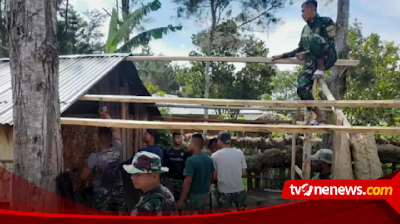 Rehab Rumah Warga Di Papua Semakin Mudah, Sejak Kehadiran Satgas Pamtas Yonif Raider 142/KJ